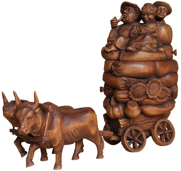 Семьей на ярмарку, деревянная скульптура, Резьба по дереву. Бизнес сувенир. Оригинальный  подарок в традициях народных промыслов Украины. Сувенирная продукция. (89,7 КБ)