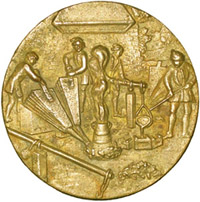 памятная медаль Международного съезда литейщиков в Италии, размер 6см, материал - латунь, сувенир