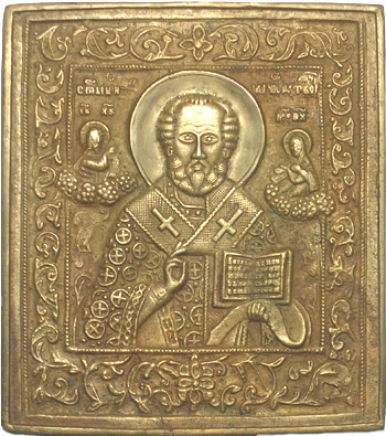фото отливки святой Николай, материал латунь, произведение декоративно-прикладного искусства.